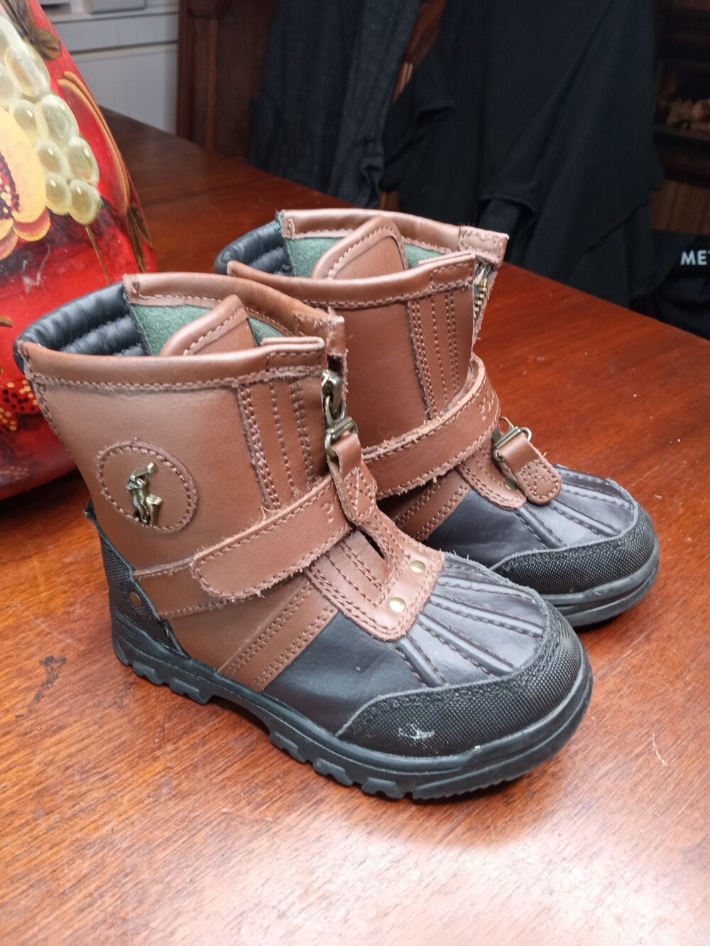 Polo Ralph Lauren Toddler Little Boys Conquered High Boots Brown Black Size 9